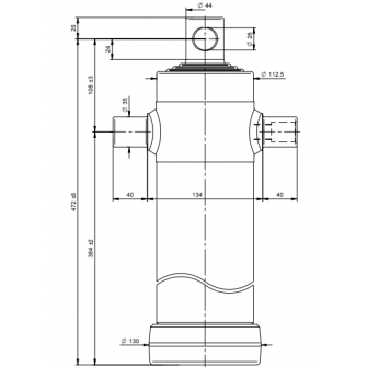 Teleskopski cilinder 4 stopnje 7 ton 1390 mm z luknjo 3067F